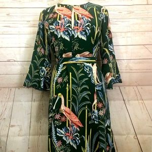 Ann Taylor Reed Garden Fluted Sleeve Dress in Green Eden 12